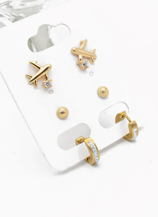 SET DE ARETES X 3 PARES RODIO XUPING /GARANTIZADO