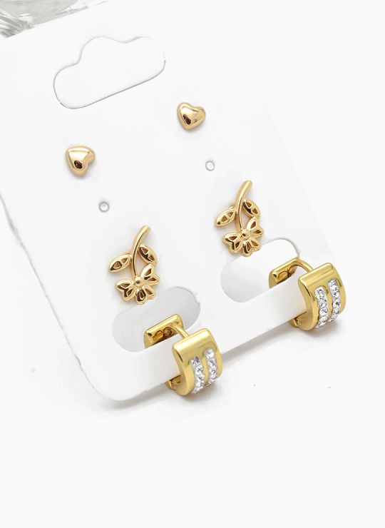 SET DE ARETES X 3 PARES RODIO XUPING /GARANTIZADO
