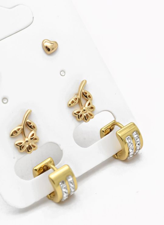 SET DE ARETES X 3 PARES RODIO XUPING /GARANTIZADO