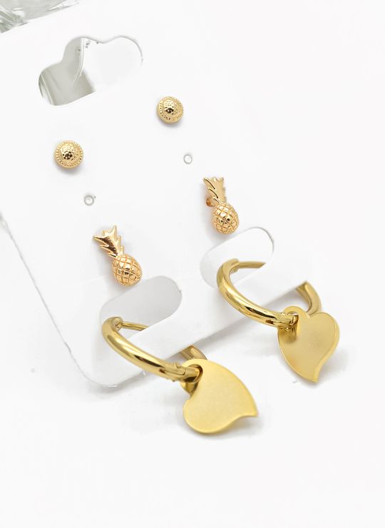 SET DE ARETES X 3 PARES RODIO XUPING /GARANTIZADO