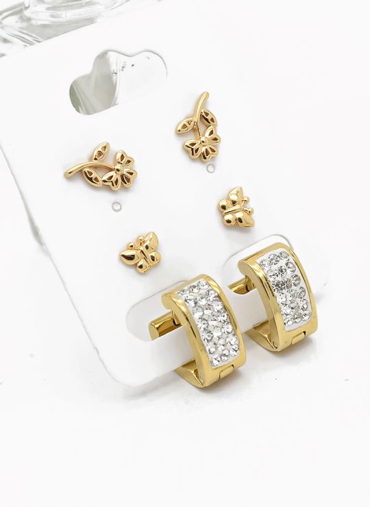 SET DE ARETES X 3 PARES RODIO XUPING /GARANTIZADO