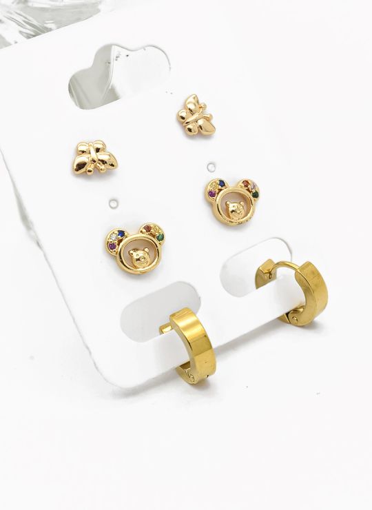 SET DE ARETES X 3 PARES RODIO XUPING /GARANTIZADO