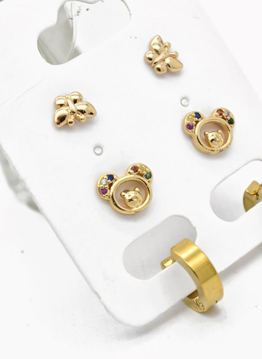 SET DE ARETES X 3 PARES RODIO XUPING /GARANTIZADO