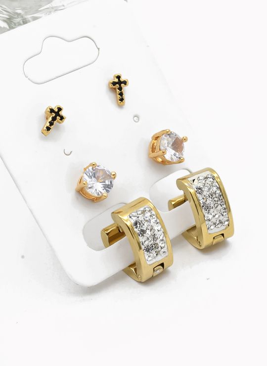 SET DE ARETES X 3 PARES RODIO XUPING /GARANTIZADO