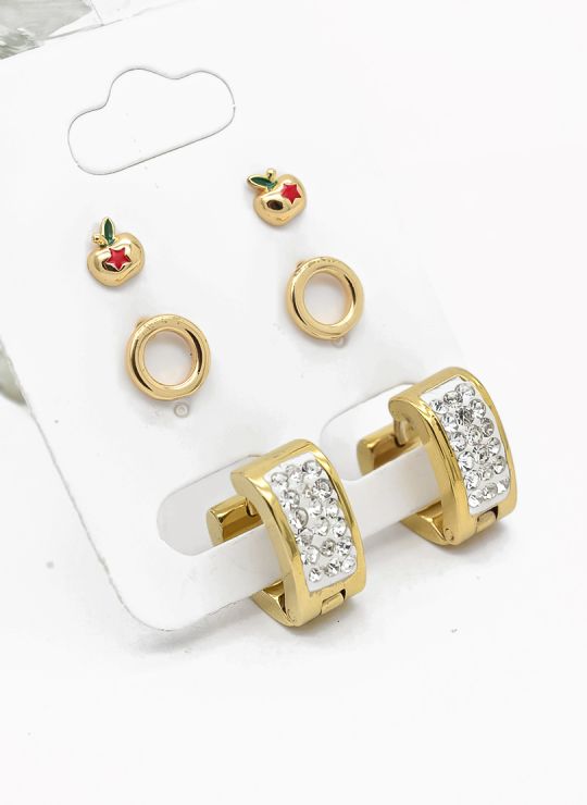 SET DE ARETES X 3 PARES RODIO XUPING /GARANTIZADO