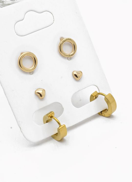 SET DE ARETES X 3 PARES RODIO XUPING /GARANTIZADO