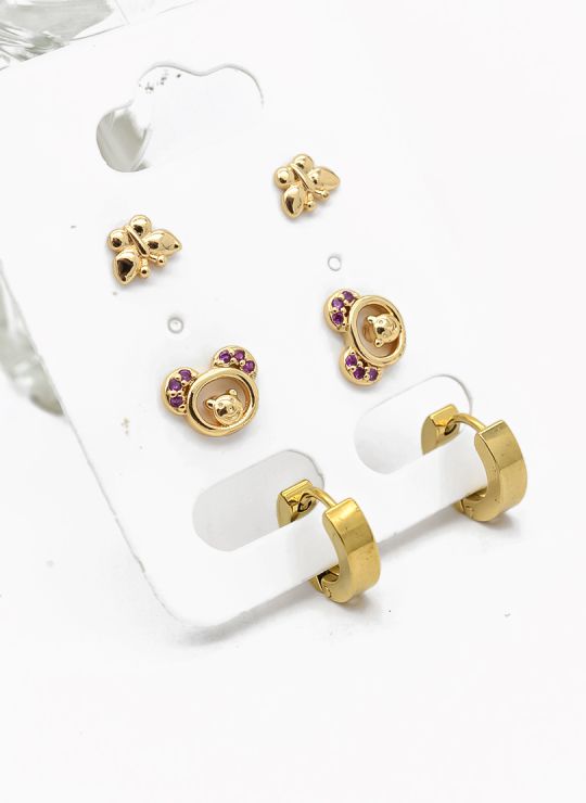 SET DE ARETES X 3 PARES RODIO XUPING /GARANTIZADO