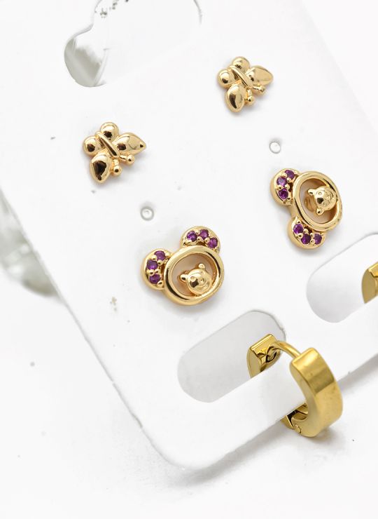 SET DE ARETES X 3 PARES RODIO XUPING /GARANTIZADO