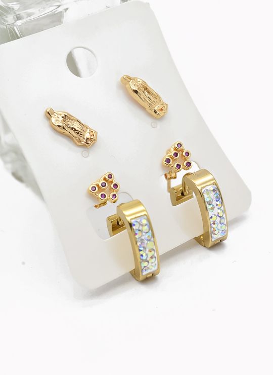 SET DE ARETES X 3 PARES RODIO XUPING /GARANTIZADO
