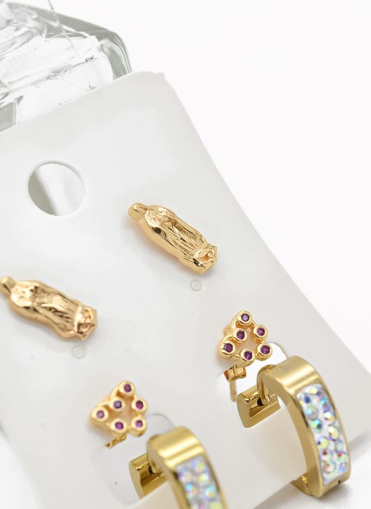 SET DE ARETES X 3 PARES RODIO XUPING /GARANTIZADO
