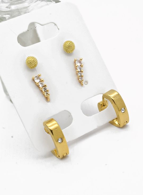SET DE ARETES X 3 PARES RODIO XUPING /GARANTIZADO