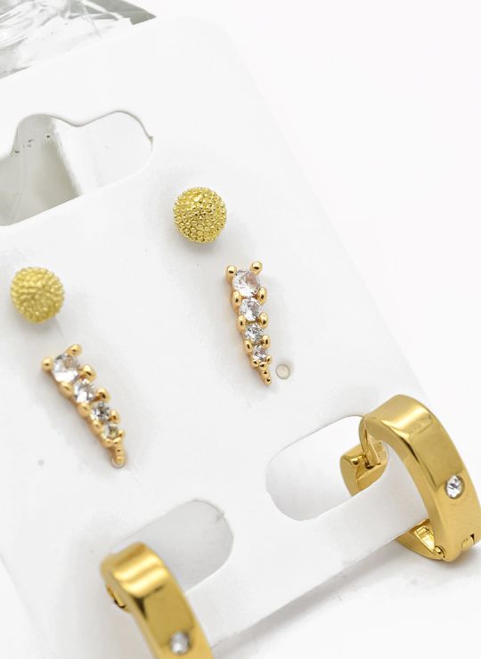 SET DE ARETES X 3 PARES RODIO XUPING /GARANTIZADO