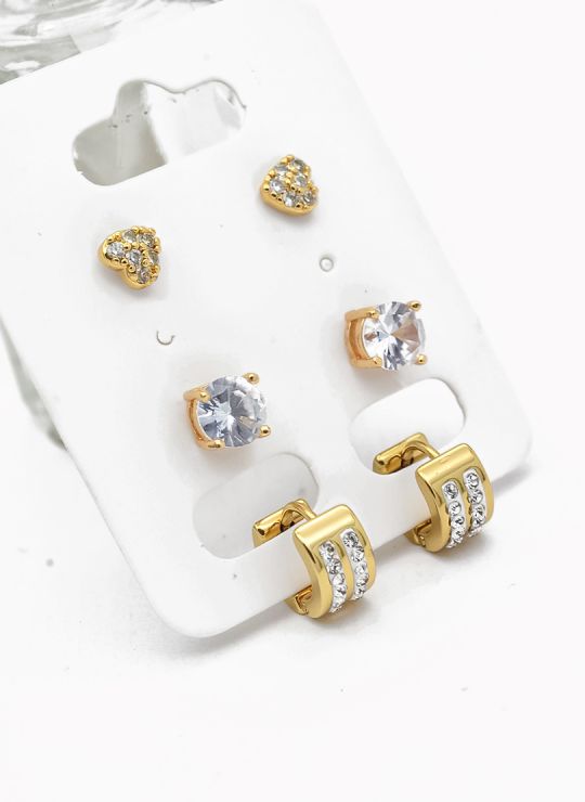 SET DE ARETES X 3 PARES RODIO XUPING /GARANTIZADO