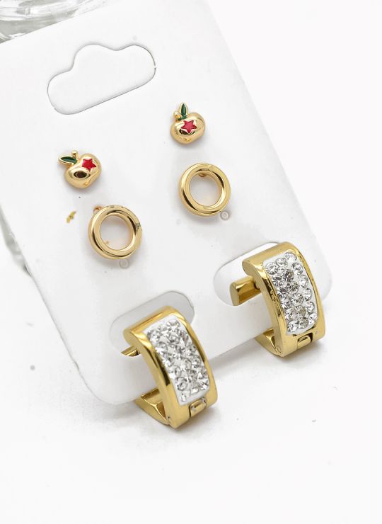 SET DE ARETES X 3 PARES RODIO XUPING /GARANTIZADO