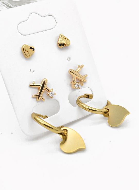 SET DE ARETES X 3 PARES RODIO XUPING /GARANTIZADO