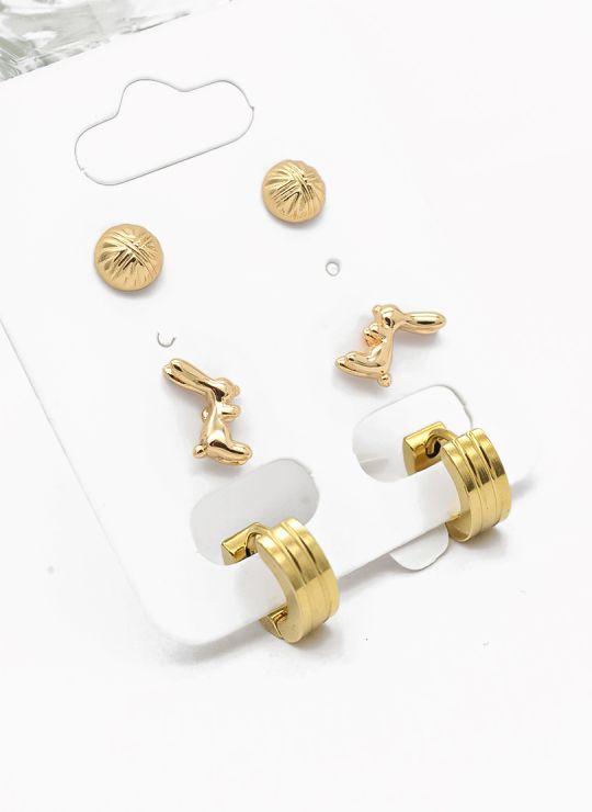 SET DE ARETES X 3 PARES RODIO XUPING /GARANTIZADO