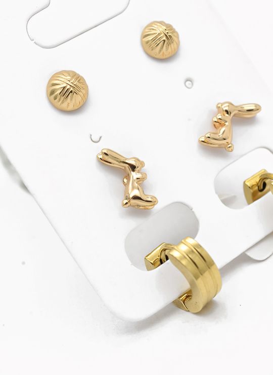 SET DE ARETES X 3 PARES RODIO XUPING /GARANTIZADO