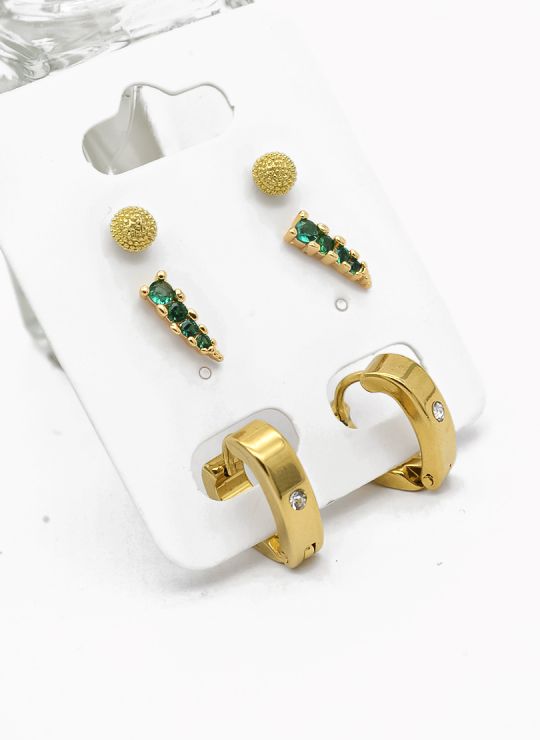 SET DE ARETES X 3 PARES RODIO XUPING /GARANTIZADO