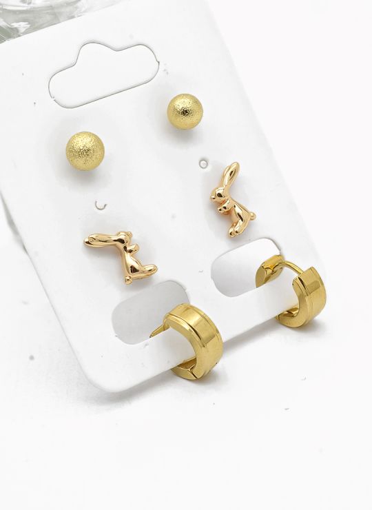 SET DE ARETES X 3 PARES RODIO XUPING /GARANTIZADO