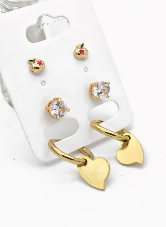 SET DE ARETES X 3 PARES RODIO XUPING /GARANTIZADO