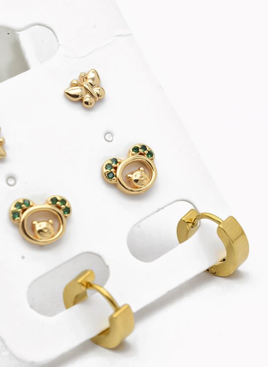 SET DE ARETES X 3 PARES RODIO XUPING /GARANTIZADO