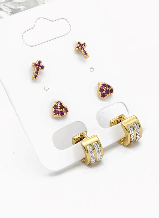 SET DE ARETES X 3 PARES RODIO XUPING /GARANTIZADO