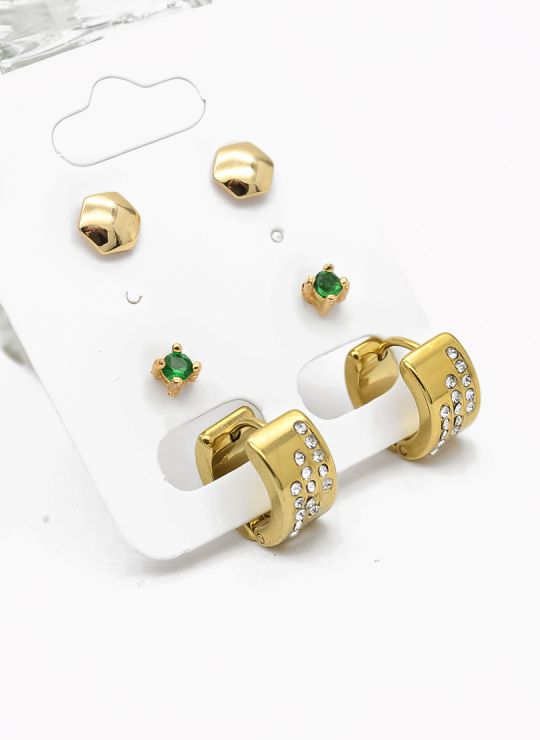 SET DE ARETES X 3 PARES RODIO XUPING /GARANTIZADO