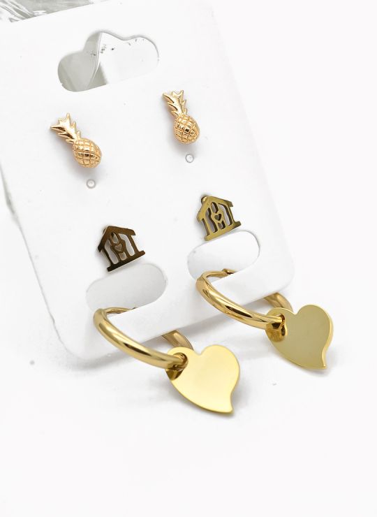 SET DE ARETES X 3 PARES RODIO XUPING /GARANTIZADO