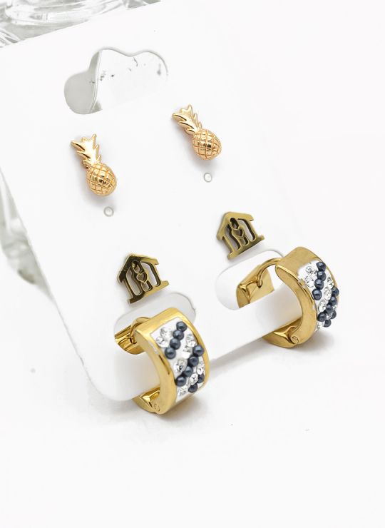 SET DE ARETES X 3 PARES RODIO XUPING /GARANTIZADO