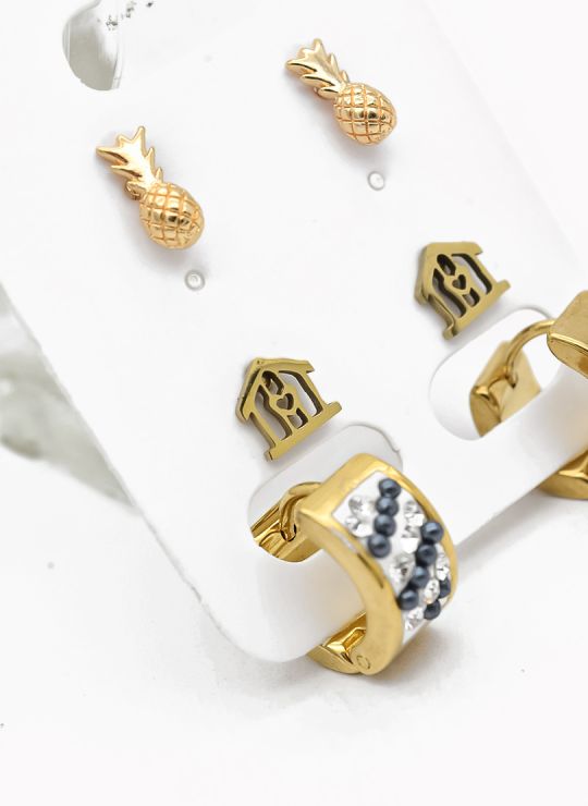 SET DE ARETES X 3 PARES RODIO XUPING /GARANTIZADO