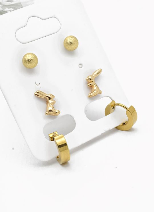 SET DE ARETES X 3 PARES RODIO XUPING /GARANTIZADO
