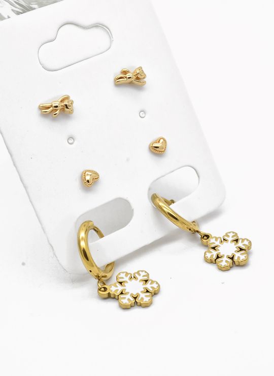SET DE ARETES X 3 PARES RODIO XUPING /GARANTIZADO
