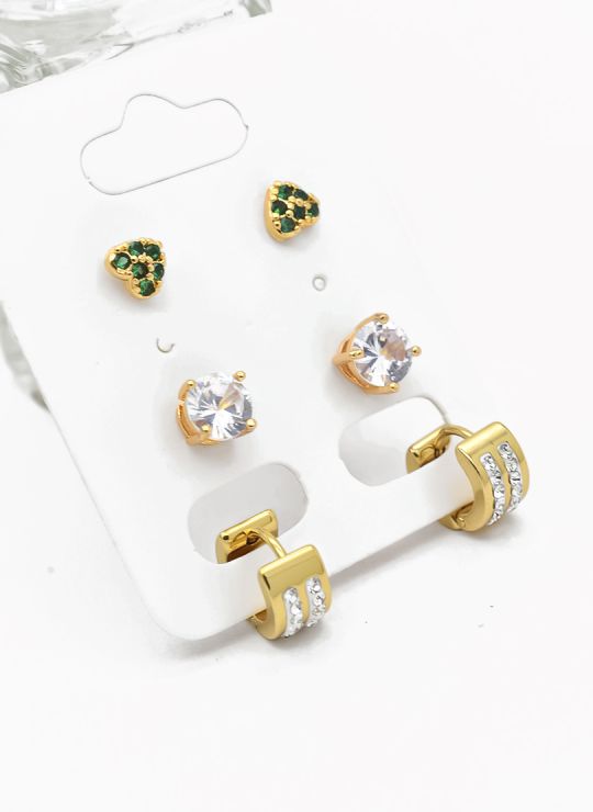 SET DE ARETES X 3 PARES RODIO XUPING /GARANTIZADO