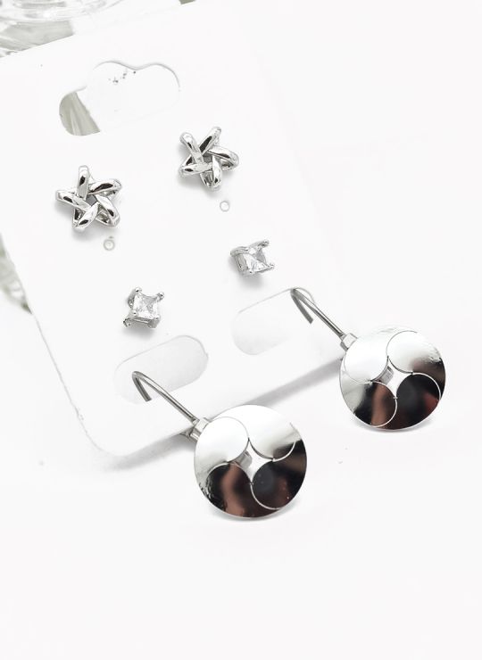 SET DE ARETES X 3 PARES RODIO XUPING /GARANTIZADO