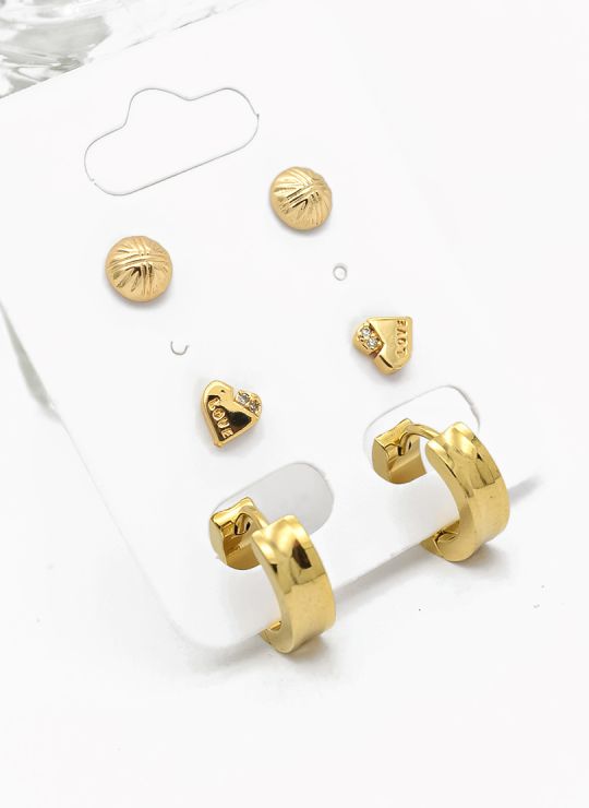 SET DE ARETES X 3 PARES RODIO XUPING /GARANTIZADO