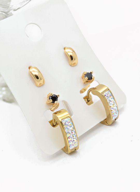 SET DE ARETES X 3 PARES RODIO XUPING /GARANTIZADO