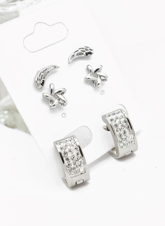 SET DE ARETES X 3 PARES RODIO XUPING /GARANTIZADO