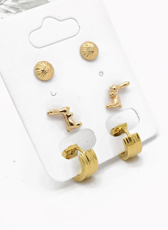 SET DE ARETES X 3 PARES RODIO XUPING /GARANTIZADO