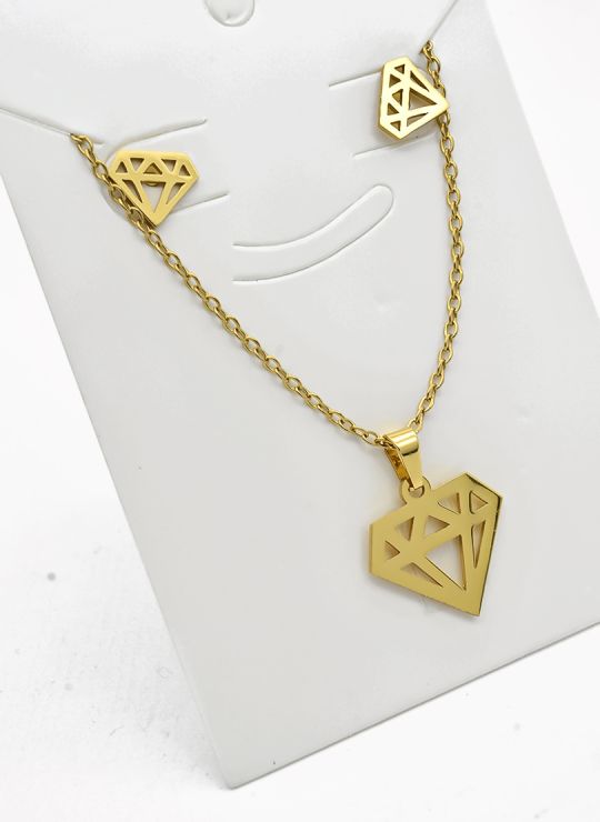 SET DE COLLAR, DIJE Y ARETES EN ACERO INOXIDABLE 316L