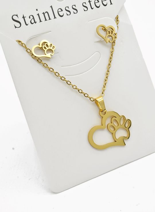 SET DE COLLAR, DIJE Y ARETES EN ACERO INOXIDABLE 316L