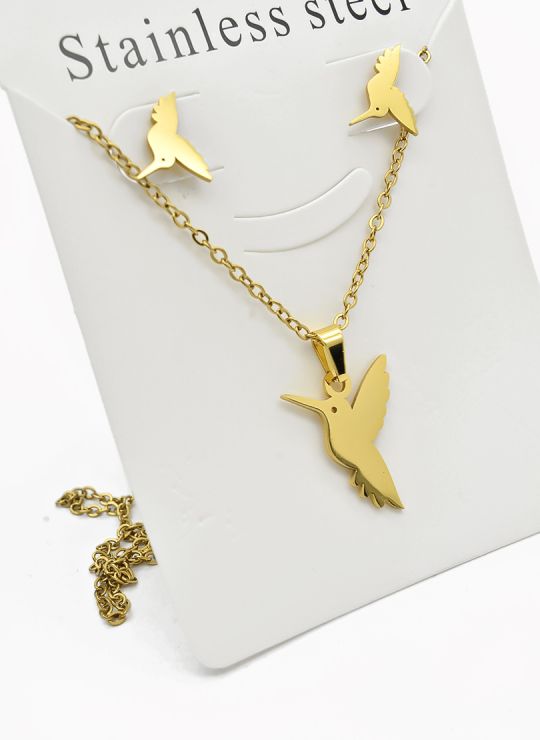 SET DE COLLAR, DIJE Y ARETES EN ACERO INOXIDABLE 316L