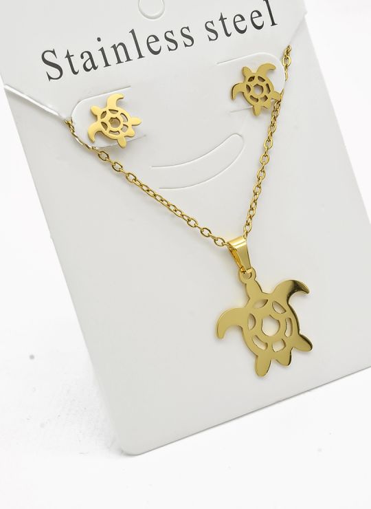 SET DE COLLAR, DIJE Y ARETES EN ACERO INOXIDABLE 316L