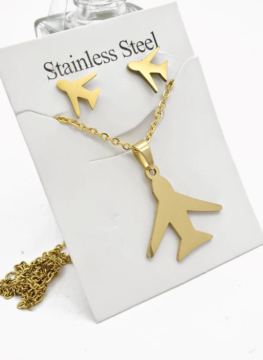 SET DE COLLAR, DIJE Y ARETES EN ACERO INOXIDABLE 316L