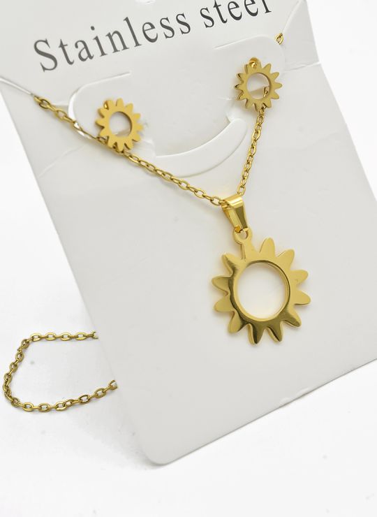 SET DE COLLAR, DIJE Y ARETES EN ACERO INOXIDABLE 316L