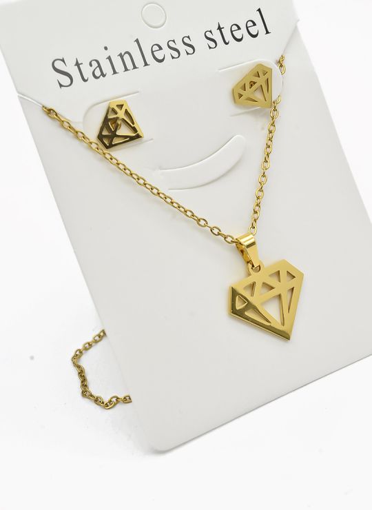 SET DE COLLAR, DIJE Y ARETES EN ACERO INOXIDABLE 316L
