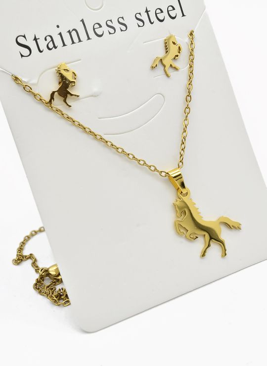SET DE COLLAR, DIJE Y ARETES EN ACERO INOXIDABLE 316L