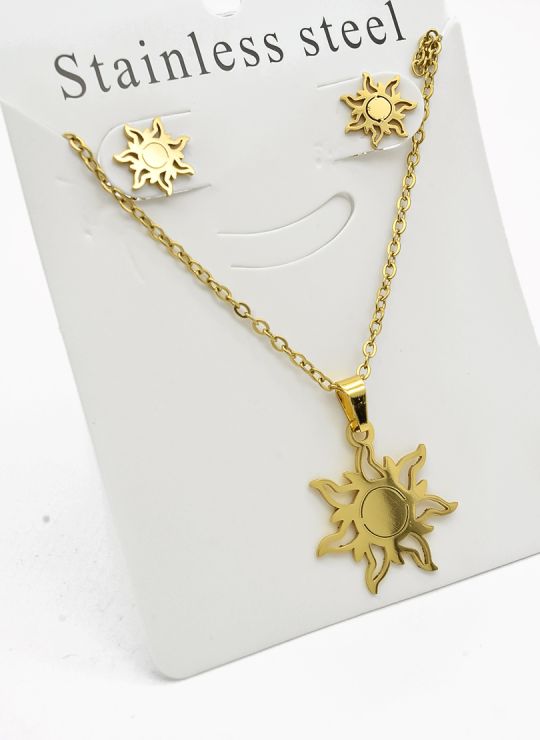 SET DE COLLAR, DIJE Y ARETES EN ACERO INOXIDABLE 316L