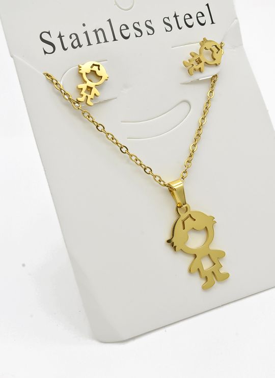 SET DE COLLAR, DIJE Y ARETES EN ACERO INOXIDABLE 316L