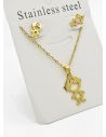 SET DE COLLAR, DIJE Y ARETES EN ACERO INOXIDABLE 316L