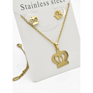SET DE COLLAR, DIJE Y ARETES EN ACERO INOXIDABLE 316L